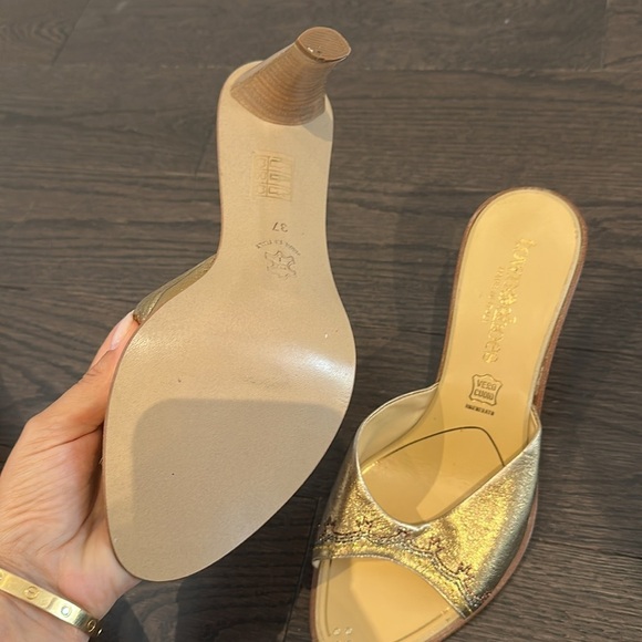 Town Shoes vintage gold kitten mules size 37 - Picture 4 of 4